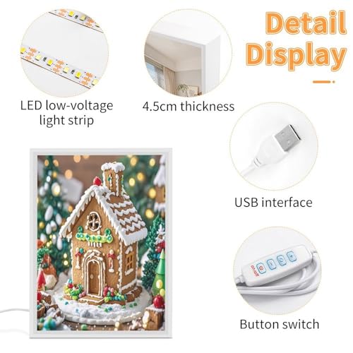 FekiLoot Espejo de tocador de casa de jengibre con luces LED regulables para escritorio 5
