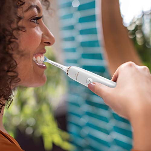 Philips Sonicare DiamondClean 9000 elektrische Zahnbürste, Schallzahnbürste mit App, Andruckkontrolle, 4 Putzmodi, 3 Intensitätsstufen, Ladeglas, Schwarz und Roségold, Zweierpack, Modell HX9914/57 – Bild 4