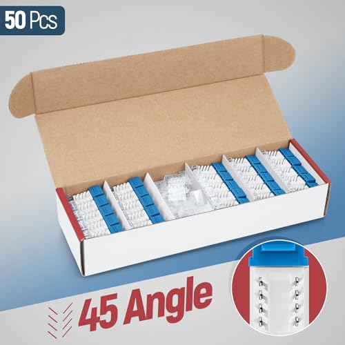 Image of Everest 45 Degree RJ45 Cat6 Keystone Jacks Slim Profile 50-Pack Blue | Compatible with 45 Angled Speed Termination Tool - 45Term (B0BL3GS7ZY)