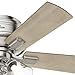 Hunter Fan Company 52152, 42 inch Crestfield Brushed Nickel Finish Low Profile Flush Mount Ceiling Fan with Lights LED and Pull Chain