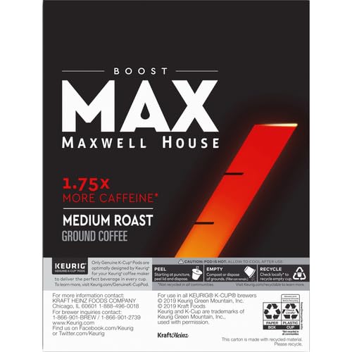 Miniatura 4 de Maxwell House Max Boost K-Cup Cápsulas de café tostado medio con 1.75 veces más cafeína, caja de 24 unidades