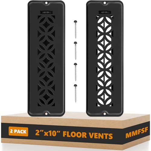 Floor Vent Covers Floor Register 2x10 2 Pack Adjustable Decorative Vent Covers for Home Floor Ceiling or Sidewall Vent with Screws Rust-Proof Heavy Duty Walkable Steel Floor Vents (2X 10)