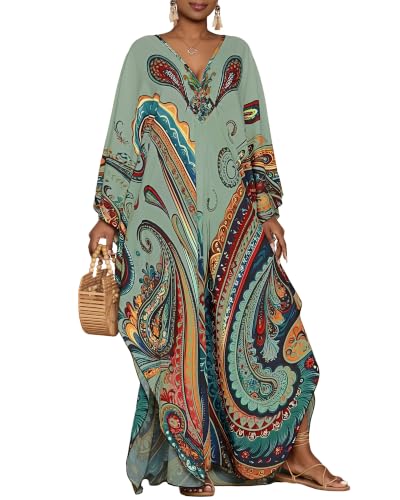 Image of Bsubseach Moo Moos for Women Batwing Sleeve Kaftan Dresses with Pockets