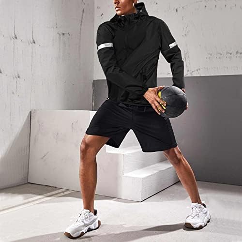 KUMAYES Sauna Suit for Men Sweat Sauna Jacket Weight Loss Workout Shirt Gym Fitness Long Sleeve Sweat Suits Zipper with Hood