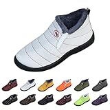 Chaussures d'hiver pour femme - Doublure chaude - Chaussures de neige - Chaussures de marche - Légères - Antidérapantes - Chaudes - Couleur unie - Bottes de neige plates - Bottes d'hiver thermiques