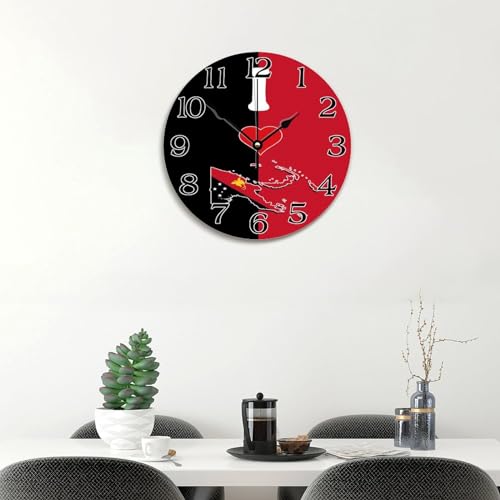 Horloge murale drapeau Papouasie 30,5 cm style vintage et silencieux - 4