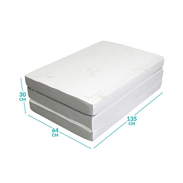 Milliard 10cm Thick Tri Folding Mattress/Tri Fold Guest Mattress with Ultra Soft Removable Cover with Non-Slip Bottom - Double (190cm x 135cm) - Image 4
