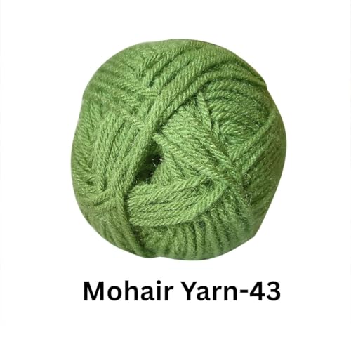 Image of VCR Mohair Nylon Leaf Green Yarn, 100 Grams Hank, 196 Meters Length, Acrylic 75%, Mohair Nylon 25%, Pack of 1 Yarn, Soft Crosia Threads, Suitable for Winter Garments.