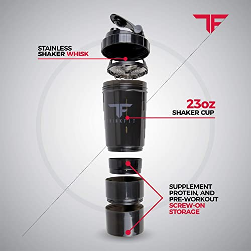 Thinkfit Insulated Meal Prep Lunch Box With 6 Bpa-Free, Reusable, Microwavable, Freezer Safe Food Portion-Control Containers, Shaker Cup, Pill Organizer, Lunch Bag With Storage Pocket - (Black) #TOP6