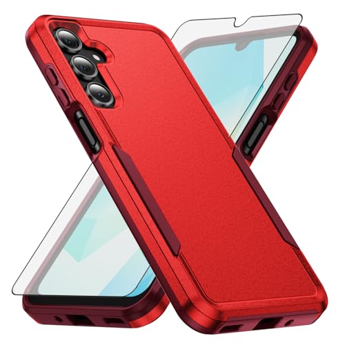 Coque Samsung Galaxy A16 5G antichoc rouge avec protection écran verre