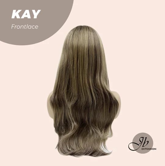 Miniatura 4 de JBEXTENSION Peluca de encaje frontal de 24 pulgadas, color marrón KAY con reflejos, pelucas largas y rizadas para mujer, pelucas sintéticas