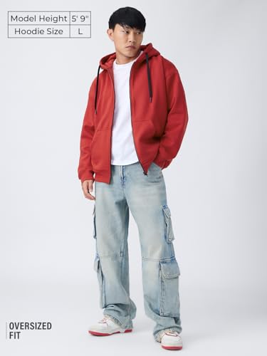 Sweat rouge en mélange de coton grande taille confortable