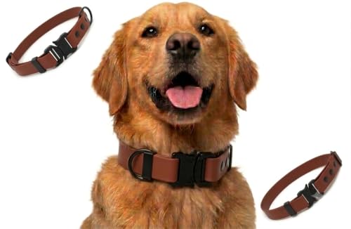 Image of Adil's Biothane Waterproof Dog Collar, Dog Leash & Collar Leash Combo | Heavy Duty TPU Coated Webbing | Adjustable Quick Release Buckle | Odour Resistant (Chestnut, M-18, Collar only)