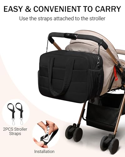 Sac à langer matelassé chic avec grand compartiment PC - 5