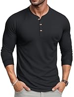 Fabric: Long sleeve henley casual t-shirts made from pure cotton, comfy, soft, and lightweight. Fashion design: The Henry shirt has a round neck, three buttons, a chest pocket and long sleeves, making you look both casual and fashionable. Moisture Wi...