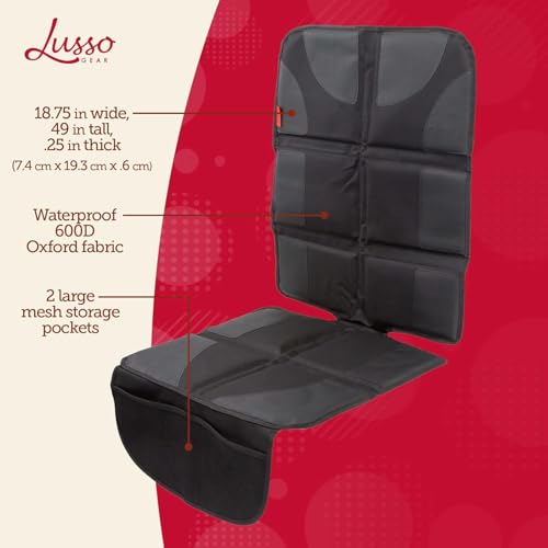 Image of Lusso Gear Car Seat Cover & Protector - 2-Pack Waterproof Non-Slip Protector - Mesh Pocket Organizer - Universal Fit for Convertible & Toddler Car Seats, Black