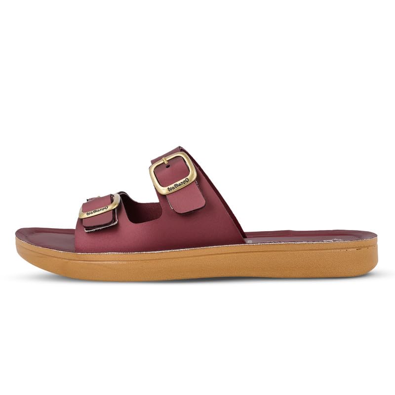 Image of WALKAROO Slip-On Sandals For Women| Soft Cushion Sole & Stylish Double Buckle Upper|Comfortable for Casual, Home, Shopping, Travel|BX2554