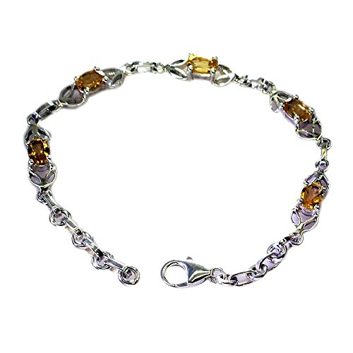 Bracelet en Argent et Pierre Citrine Véritable - Joaillerie Fine Astrologique Homme Femme