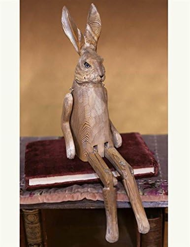 Spring Easter Decoration Hand Carved Whittled Woodland Wooden Shelf Sitter Rabbit