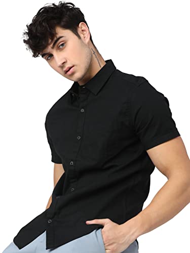 Image of Ketch Men's Cotton Slim Fit Solid Half Sleeve Shirt