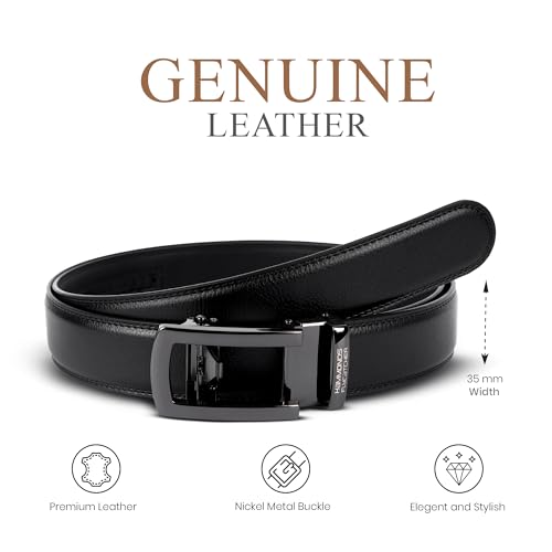 Image of HAMMONDS FLYCATCHER Genuine Leather Belt for Men - Perfect for Formal and Casual Wear - Adjustable Waistband up to 46 Inches - Autolock Belt for Formal and Casual Wear