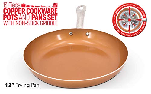 Luxury Copper Cookware Pots and Pans Set with Non-Stick Griddle (13-Piece) 5 Gallery Image