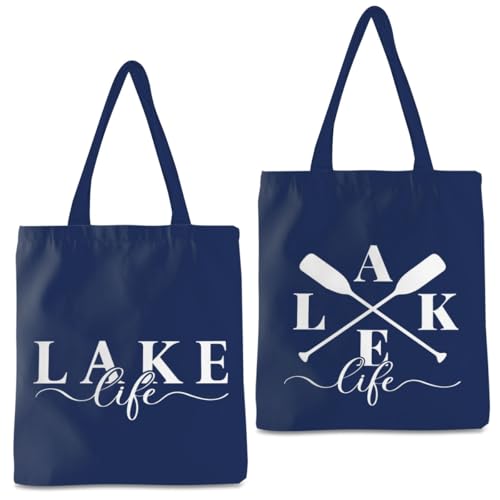 Lake Life Tote Bags for Women | Water-Resistant Beach Totes | Lake House Gifts for Mom/Wife