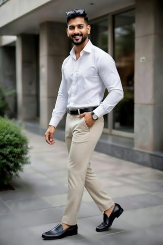 Image of Men's Formal Shirt and Trouser Combo Set | Slim Fit Stylish Office Wear | Premium Cotton Blend Shirt Pant Set for Men | Top & Bottom Clothing Set