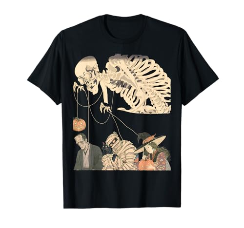 Halloween Ukiyo-e Stil Skelett Jack-o'-Laterne Mama Hexe T-Shirt