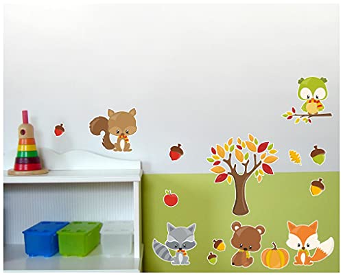 Set di 24 teiliges autunno animali adesivo da
