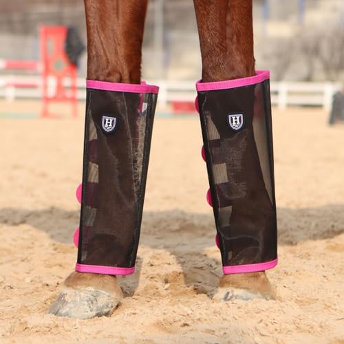 Image of Harrison Howard Loose-Fitting Horse Fly Leggings Breathable, Tear-Resistant Fine Mesh Leg Guards Stay-on Comfortable Fly Boots (Set of 4)