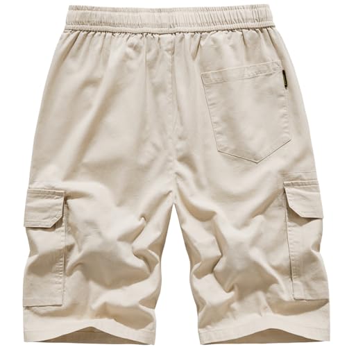 Msmsse Men's Cargo Shorts Elastic Waist Drawstring Summer Casual Cotton Work Athletic Shorts2