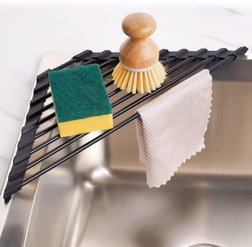 Tomorotec Small Triangle Roll-Up Dish Drying Rack with Silicone C...