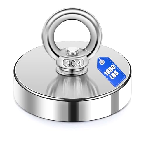 Image of DIYMAG Super Strong Neodymium Fishing Magnets, 880 lbs(399 KG) Pulling Force Rare Earth Magnet with Countersunk Hole Eyebolt Diameter 3.55 inch(90mm) for Retrieving in River and Magnetic Fishing | Strong Lifting Magnet Neodymium Rare Earth Eyebolt for Retrieving in River and Magnetic