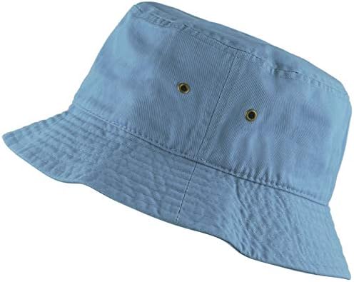 The Hat Depot 300N Unisex 100% Cotton Packable Summer Travel Bucket Hat (L/XL, Sky Blue)