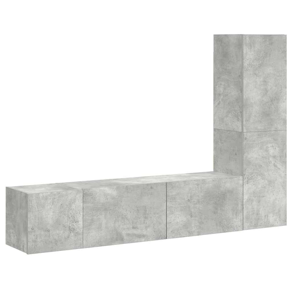 3-TLG. TV-Schrank-Set Betongrau Holzwerkstoff, Modernes Media-Center, Wandmontage, Stauraum für Wohnzimmer & Schlafzimmer, 100x30x30 cm
