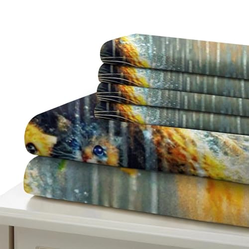 Ensemble de lit imprimé 3D cabane 140x200cm en microfibre douce avec taies