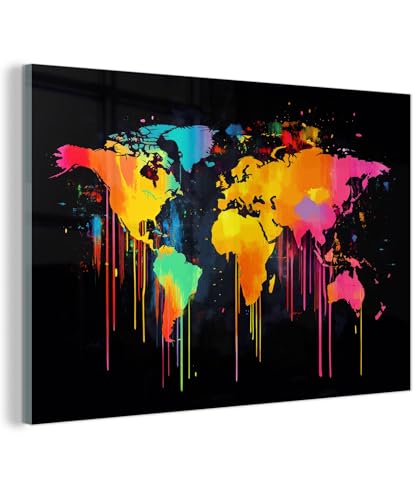 Mapamundi - Lienzo decorativo para salón, oficina, estilo artístico moderno (40 x 50 cm, sin marco)