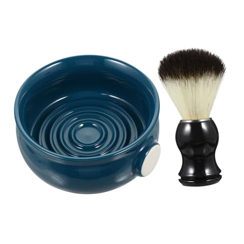 FRCOLOR Shaving Kit for Men 2-piece Set Shaving Brush Bowl Swirl Soap Bowl Grooming Shaving Bowl Beard Shaving Brush