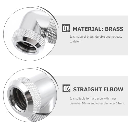 Adaptador extensor de latón de 90 grados codo giratorio plata para refrigeración líquida 3