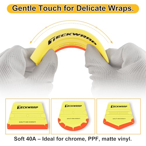 Image of TECKWRAP Felt Squeegee for Vinyl Car Wrap Window Tint - 4PCS, Soft Yellow