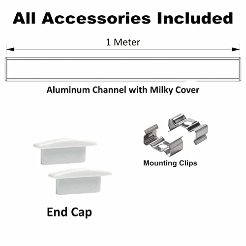 Image of Abaj Lighting (18x6mm LED Strip Lights 1Meter Aluminium Rectangular Conciled Profile Light Channels with Diffused Cover, End Caps and Mounting Clips Without LED Straight Linear (Pack of 3)