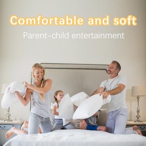 OKBA Throw Pillows Insert Set of 2, with 100% Cotton Cover, Bed and Couch - Indoor Hotel Decorative Pillows, 22x22 in White Pillows Inserts by OKBA - Image 6