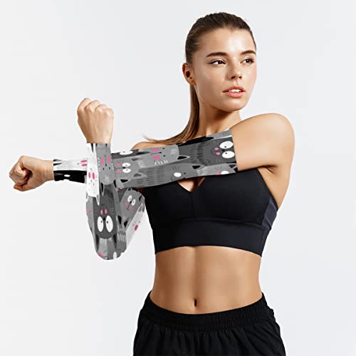 Xmnygj Cute Grey Cats Arm Sleeves With Thumb Hole Gardening Sleeves Uv Sun Protection Arm Covers For Women Men Farmer Outdoor Sports Work Running Cycling Hiking #TOP5