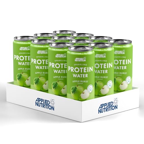 Applied Nutrition Protein Wasser – 10 g Kollagen-Boost Protein Drink – Kalorienarme Flüssigkeitszufuhr mit Vit C & Kokosnusswasser – Erfrischungs- und Vitaldrink (12 Dosen x 330 ml, Apple Burst)
