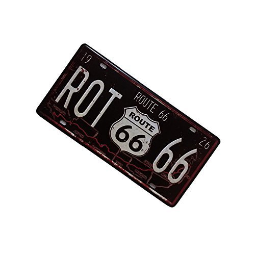 Welim Metal - Placa metálica para pared (metal, diseño retro, impresión sobre placa de matrícula de metal y ruta de los Estados Unidos, 66 sobre 15 x 30 cm) Cover