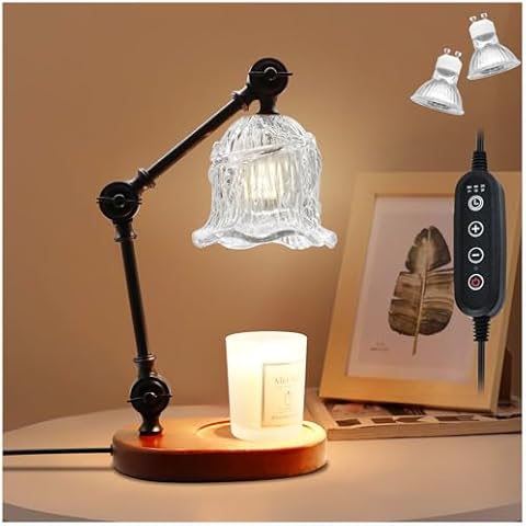 YWYWLED Candle Warmer Lamp, Dimmable Wax Melting Warmer with Adjustable Height, Bedroom Living Room Home Decor, Birthday Relaxation Gifts for Women Mom (Clear Flower) Cover