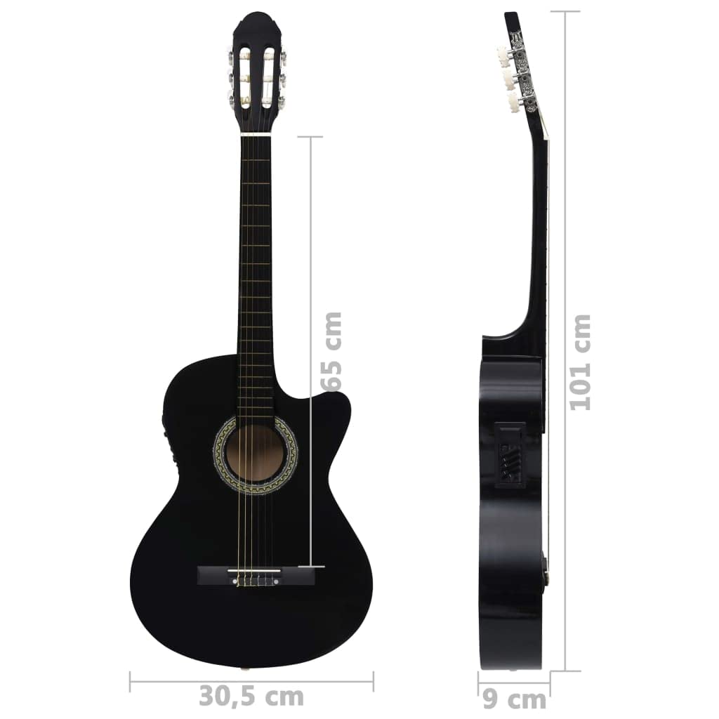 Western Akustik Cutaway Gitarre mit Equalizer 6 Saiten Westerngitarre Akustikgitarre Konzertgitarre Saiteninstrument Musikinstrument Schwarz