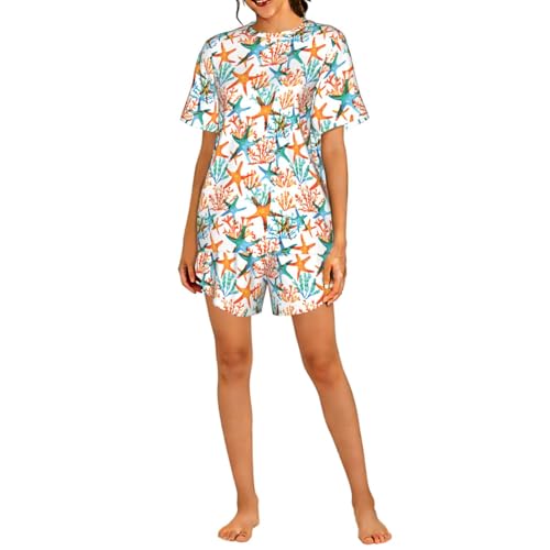 Estampado de coral con estrellas de mar de calidad premium para diseño de interiores elegante