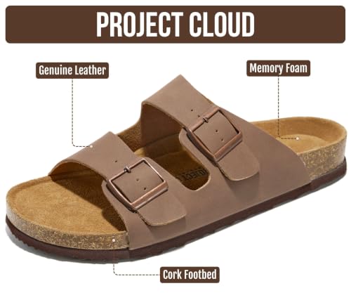 Image of Project Cloud Mens Sandals, 100% Genuine Leather Mens Slides (Heritage)